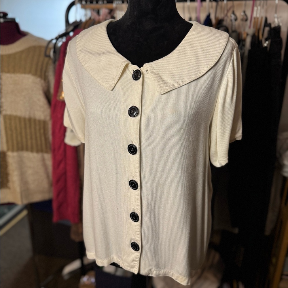 Tailor Made Button Up Ivory Baby Doll Top